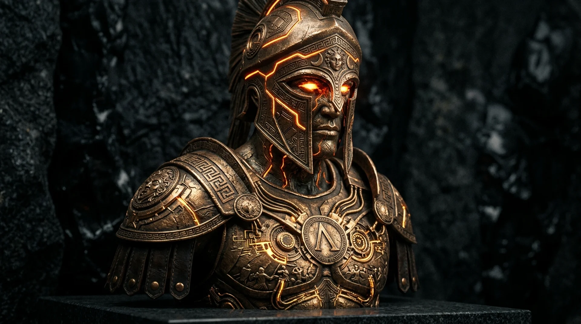 Cybernetic Spartan Hoplite Sculpture